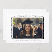 Modern Photo Black Frame Graduation High School 案内状 (正面/裏面)