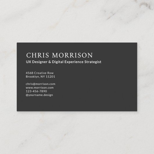 Modern Photo Black Monogram Professional  名刺 (裏面)