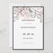 Modern Photo / Blush Watercolor and Black Florals セーブザデート (裏面)