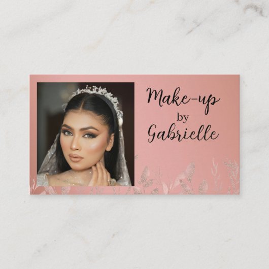 Modern Photo Boho Botanical Script Blush Pink 名刺 (正面)