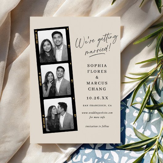Modern Photo-booth Filmstrip Wedding Save The Date セーブザデート