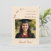 Modern photo champagne Graduation She did it サンキューカード (スタンド正面)