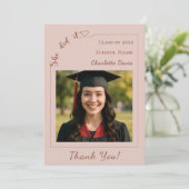 Modern photo champagne Graduation She did it サンキューカード (スタンド正面)