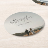 Modern Photo Chic Wedding ラウンドペーパーコースター (アングル)