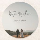 Modern Photo Chic Wedding ラウンドペーパーコースター (正面)