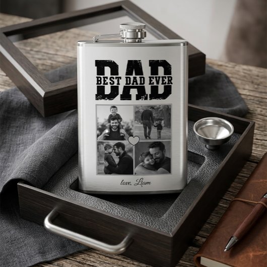 Modern Photo Collage Best Dad Ever - Flask フラスク