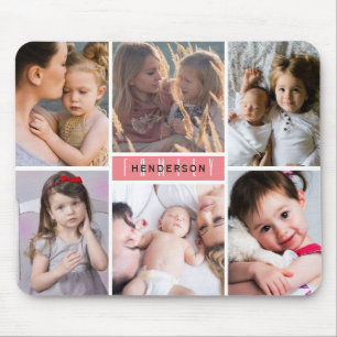 Modern Photo Collage Family Name マウスパッド