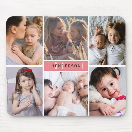 Modern Photo Collage Family Name マウスパッド (正面)