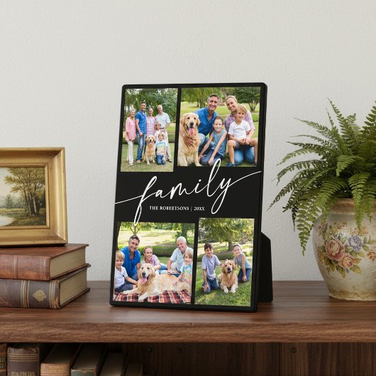 Modern Photo Collage Family Script Keepsake フォトプラーク