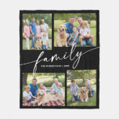 Modern Photo Collage Family Script Keepsake フリースブランケット (正面)