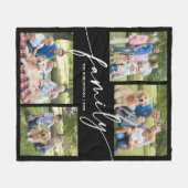 Modern Photo Collage Family Script Keepsake フリースブランケット (正面(横))