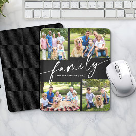 Modern Photo Collage Family Script Keepsake マウスパッド