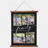 Modern Photo Collage Family Script Keepsake 吊り下げ型タペストリー (正面)