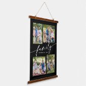 Modern Photo Collage Family Script Keepsake 吊り下げ型タペストリー (傾斜あり)