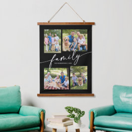 Modern Photo Collage Family Script Keepsake 吊り下げ型タペストリー