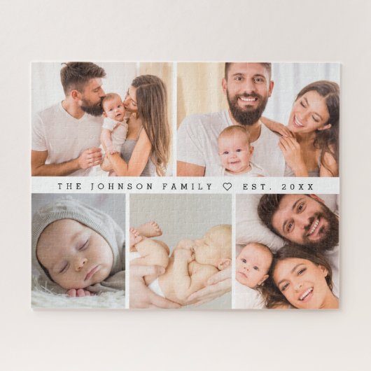 Modern Photo Collage Gallery Family Personalized ジグソーパズル (横)