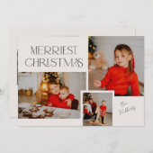 Modern Photo Collage Merriest Christmas Collage シーズンカード (正面/裏面)