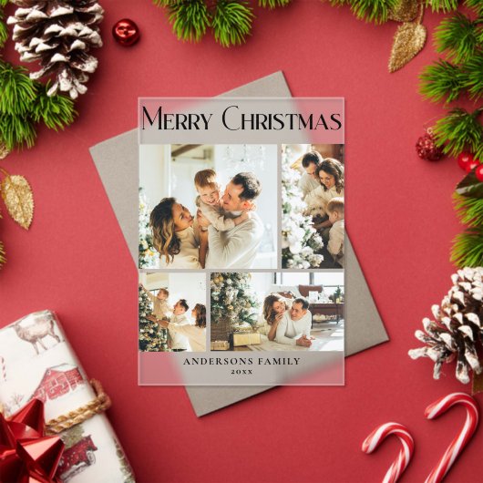 Modern Photo Collage Merry Christmas Holiday  Card アクリル招待状 (インサイチュ (クリスマス))
