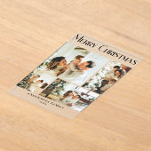 Modern Photo Collage Merry Christmas Holiday  Card アクリル招待状 (レイダウン)