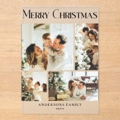 Modern Photo Collage Merry Christmas Holiday  Card アクリル招待状 (正面)