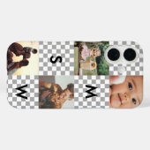 Modern Photo Collage Monogram Checkerboard Case-Mate iPhoneケース (裏面 (横))
