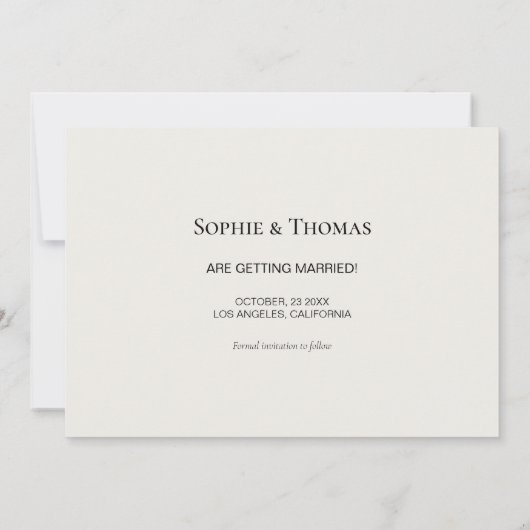 Modern Photo Collage Neutral Beige Save the Date (裏面)