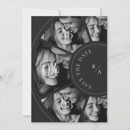 Modern Photo Collage QR Code Wedding Save the Date セーブザデート (正面)