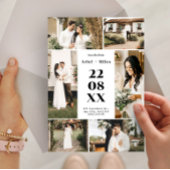Modern Photo Collage Save the Date Wedding 招待状