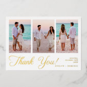 Modern Photo Collage Wedding Foil Thank You Cards 箔招待状 (正面)