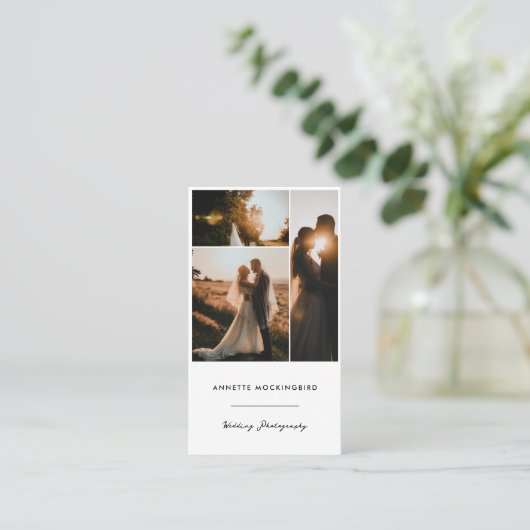 Modern Photo Collage Wedding Photography Script 名刺 (スタンド正面)