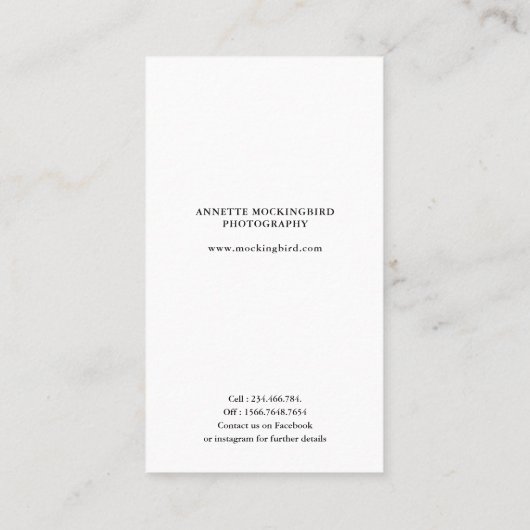 Modern Photo Collage Wedding Photography Script 名刺 (裏面)