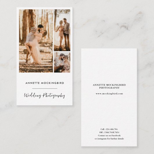 Modern Photo Collage Wedding Photography Script 名刺 (正面/裏面)
