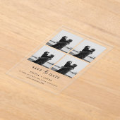 Modern Photo Collage Wedding Save The Date アクリル招待状 (レイダウン)