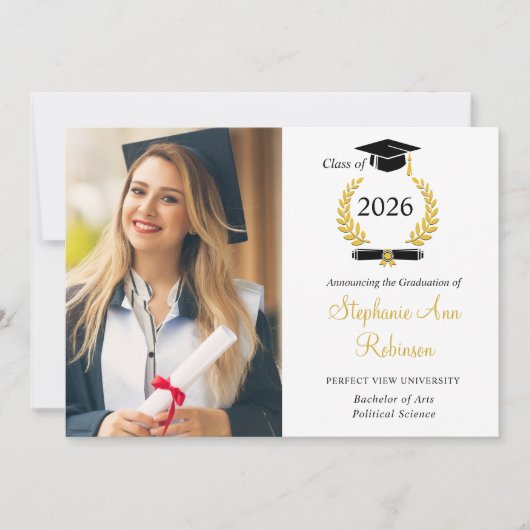 Modern Photo College Graduation Announcement 招待状 (正面)