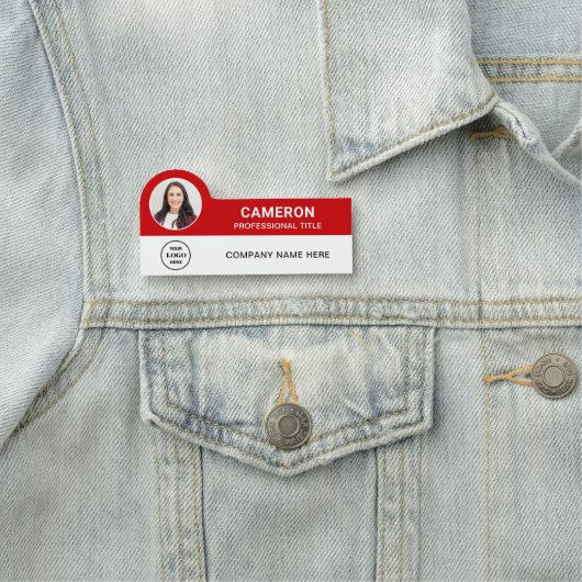 Modern Photo Company Logo Red Magnetic 名札 (インサイチュ)