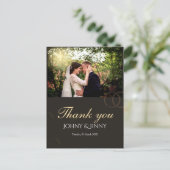 Modern photo customizable black  wedding  ポストカード (スタンド正面)