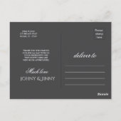 Modern photo customizable black  wedding  ポストカード (裏面)