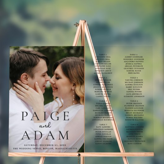 Modern Photo Editorial Wedding Seating Chart アクリルサイン (ニュートラル)