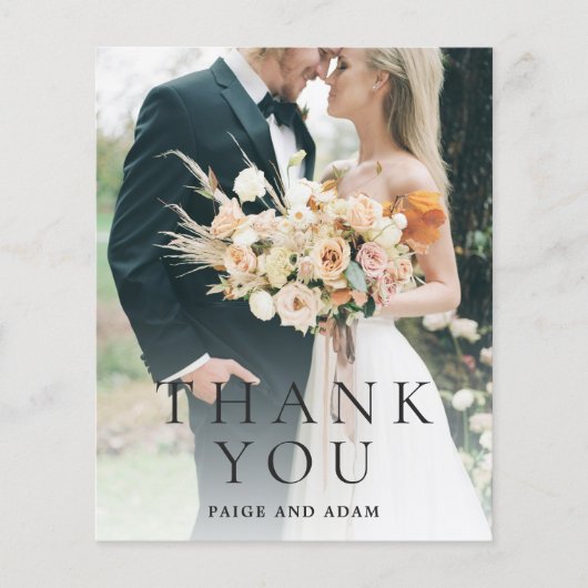 Modern Photo Editorial Wedding Thank You Card チラシ (正面)