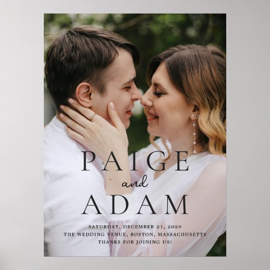 Modern Photo Editorial Wedding Welcome Sign ポスター (正面)