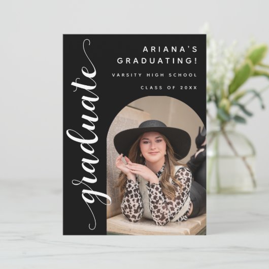 Modern Photo Elegant Script Graduation Party 招待状 (スタンド正面)