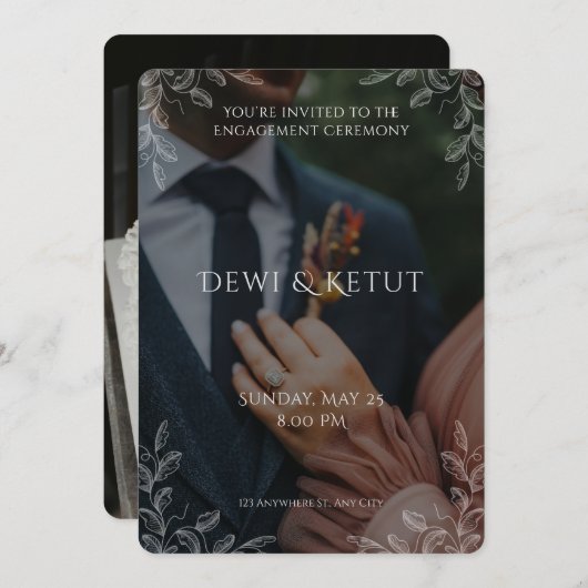 Modern Photo Engagement Ceremony Invitation 招待状 (正面/裏面)