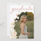 Modern Photo Floral Graduation Party Invitation 招待状 (正面)