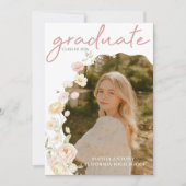 Modern Photo Floral Graduation Party Invitation 招待状 (正面)