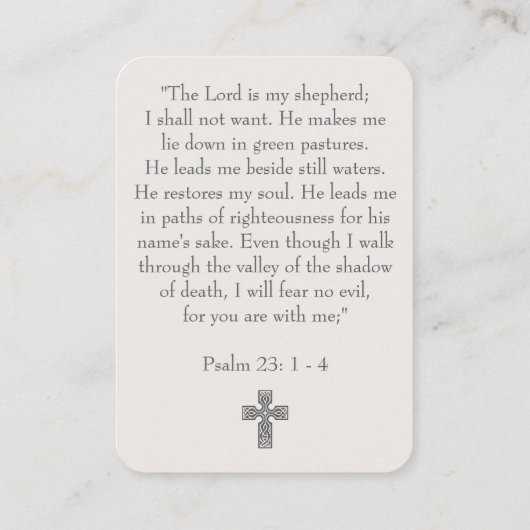 Modern Photo Funeral Cross Psalm 23 Prayer Card 名刺 (裏面)
