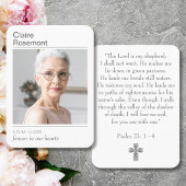 Modern Photo Funeral Cross Psalm 23 Prayer Card 名刺