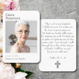 Modern Photo Funeral Cross Psalm 23 Prayer Card 名刺