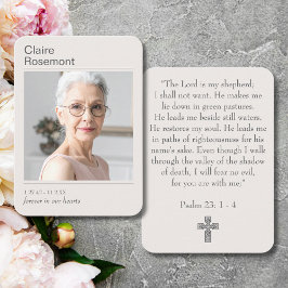 Modern Photo Funeral Cross Psalm 23 Prayer Card 名刺