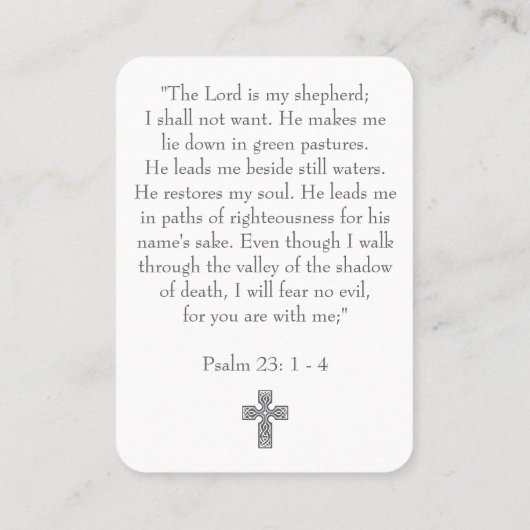 Modern Photo Funeral Cross Psalm 23 Prayer Card 名刺 (裏面)