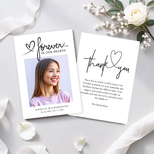 Modern Photo Funeral Memorial Sympathy サンキューカード